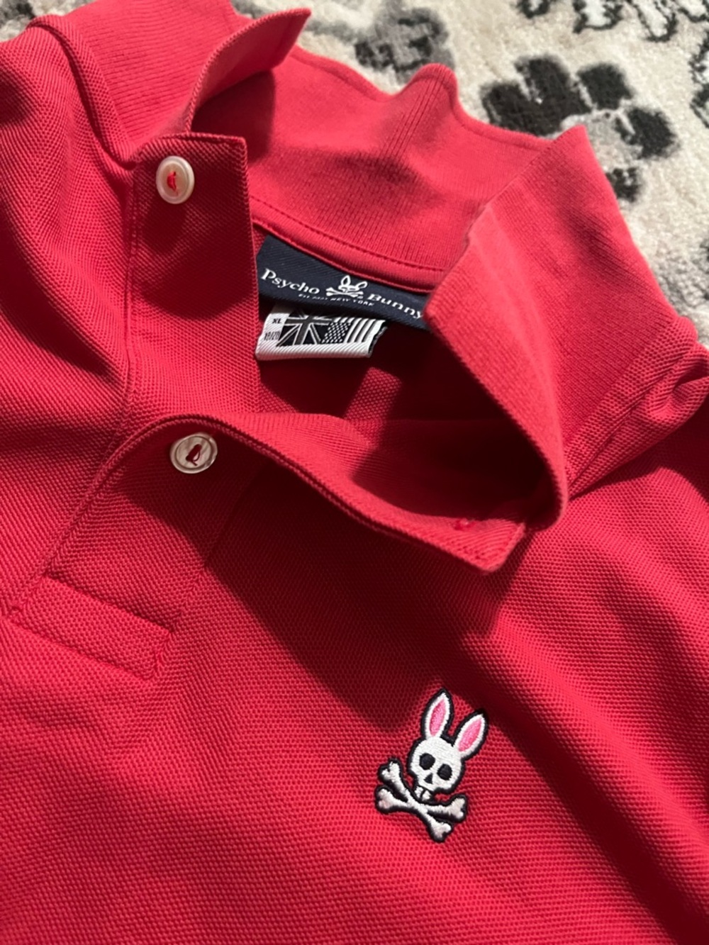 Psycho Bunny Kids Red Polo with Bunny Skull Logo